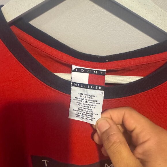 Share Vintage Y2K Distressed Tommy Hilfiger Red Shirt (Men's Large) Nike Adidas - Picture 2 of 9